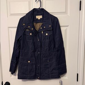 Michael Kors Navy Utility Field Jacket with Gold Hardware